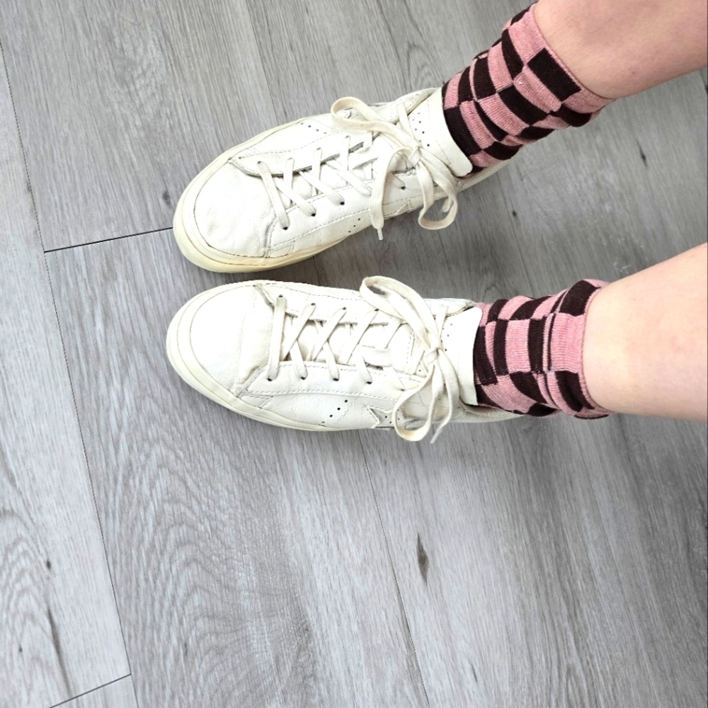 Converse | One Star cream monochrome leather platform sneakers | WMS 7.5 - Picture 4 of 13